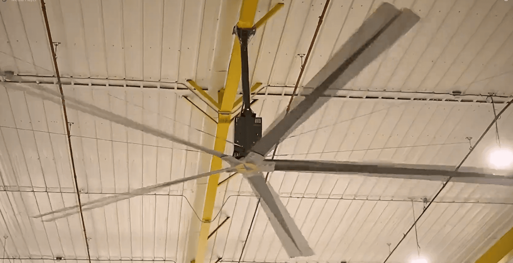 HVLS fan installation for warehouse cooling