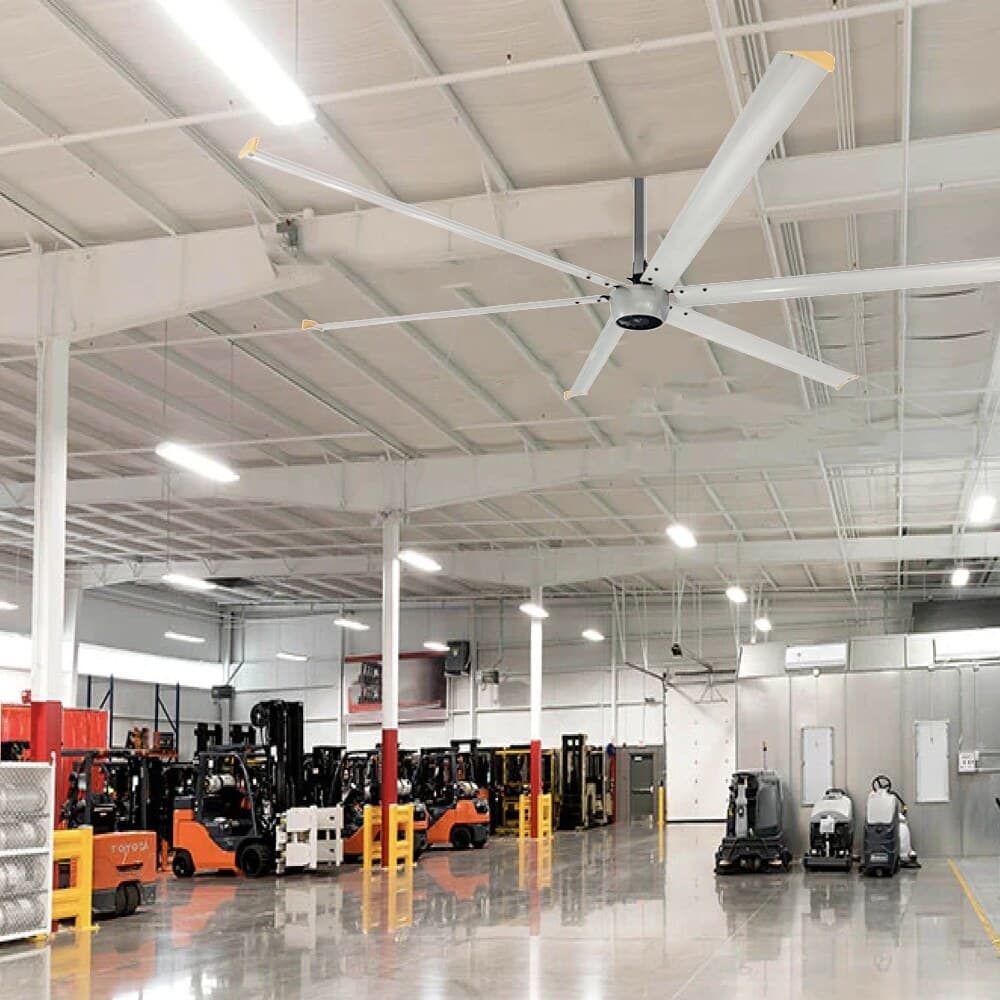 HVLS fan installation for warehouse cooling